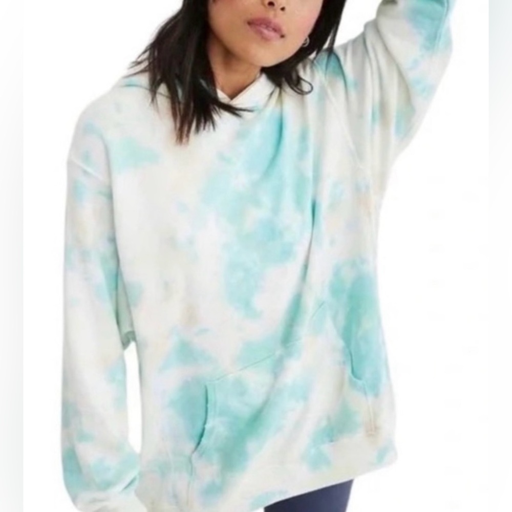 NWOT- Aerie Women's Tie-Dye Hoodie Sweatshirt -Blue/Green - XS (measures L size)